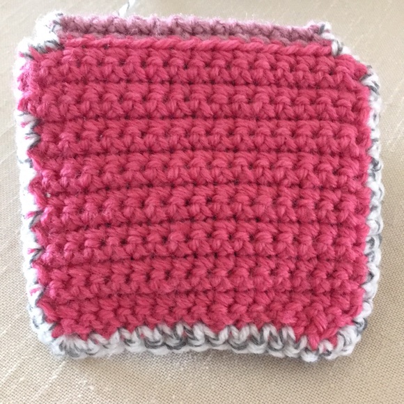 HAND CRAFTED Mini Bag Flower Crochet Mauve Gray Pink - Picture 4 of 6